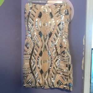 Tan dress with sequence